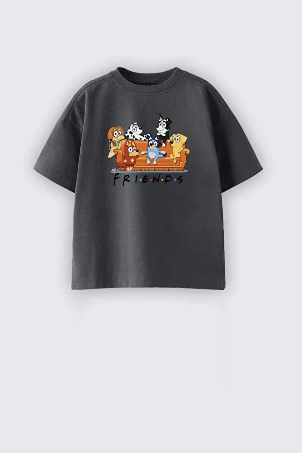 Детская футболка для мальчиков с принтом Bluey Printed Monila, Anthracite