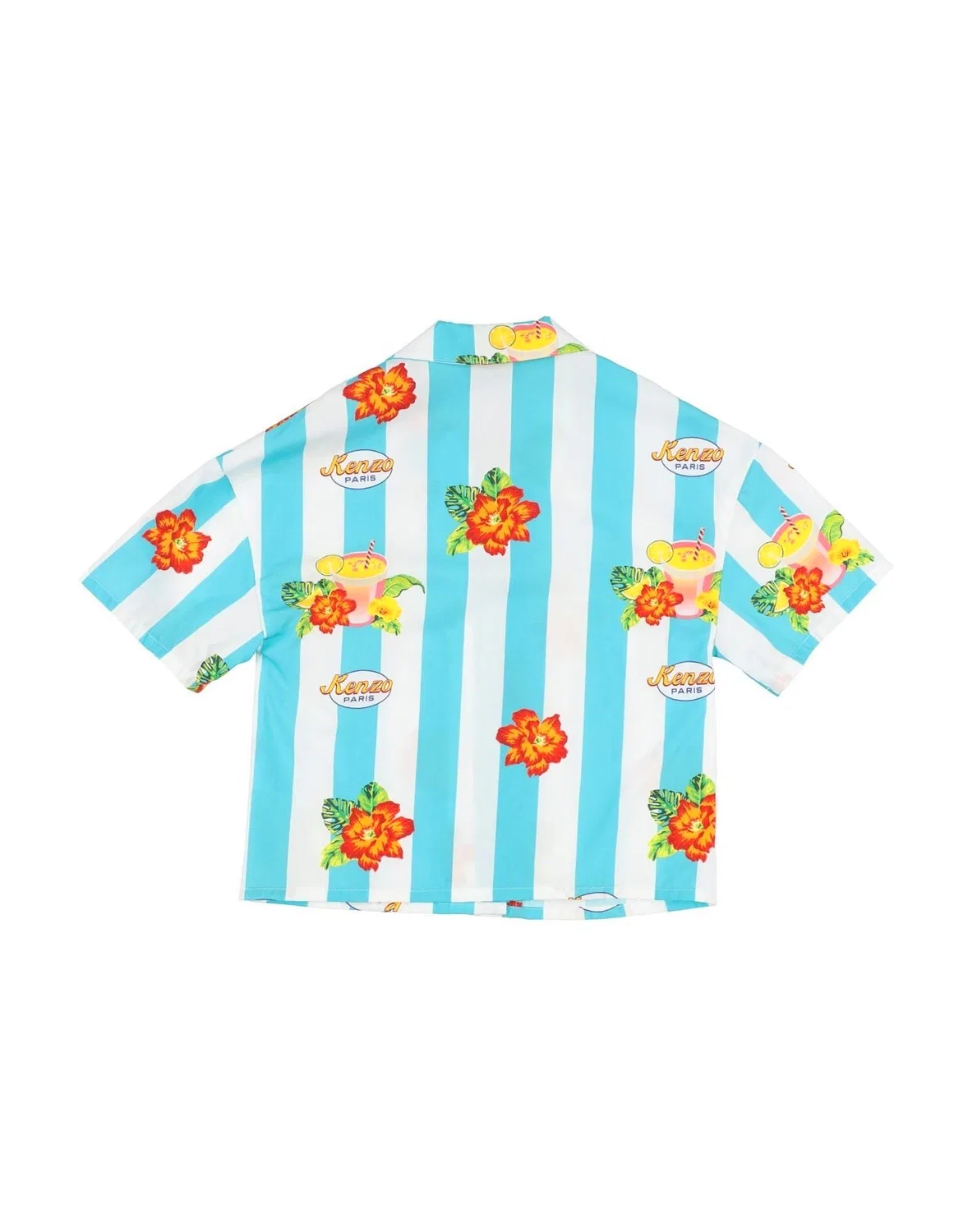 Детская рубашка из поплина с принтом Kenzo Kids, бирюзовый — фото 2
