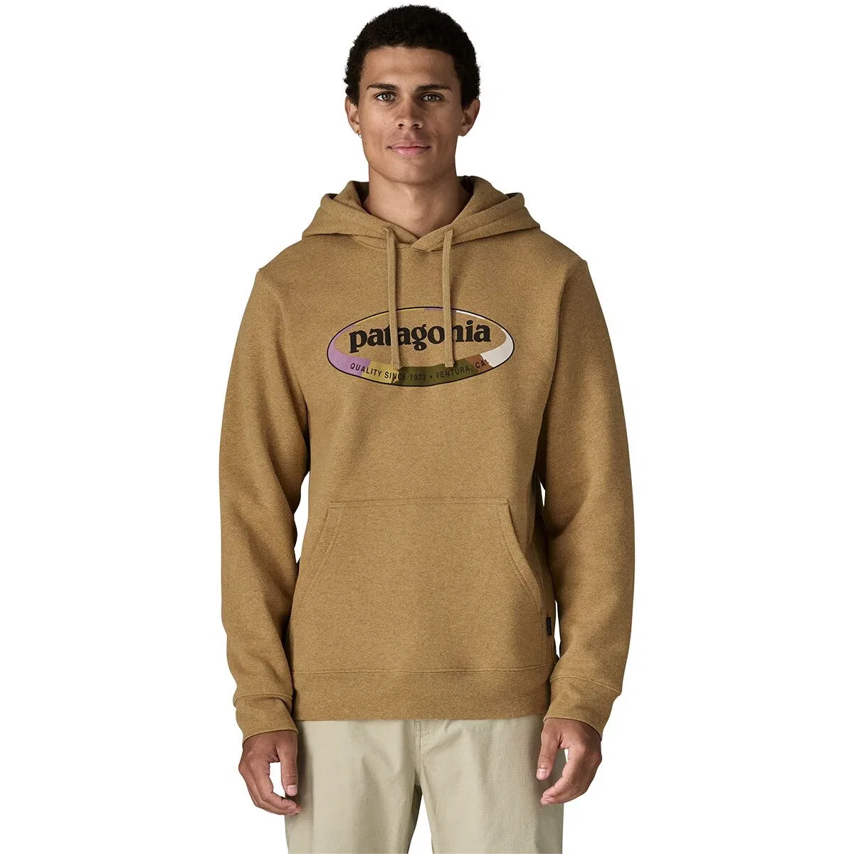 Мужское худи с принтом 95 Oval Logo Uprisal Hoodie Patagonia, Bobcat Brown: Sunshine