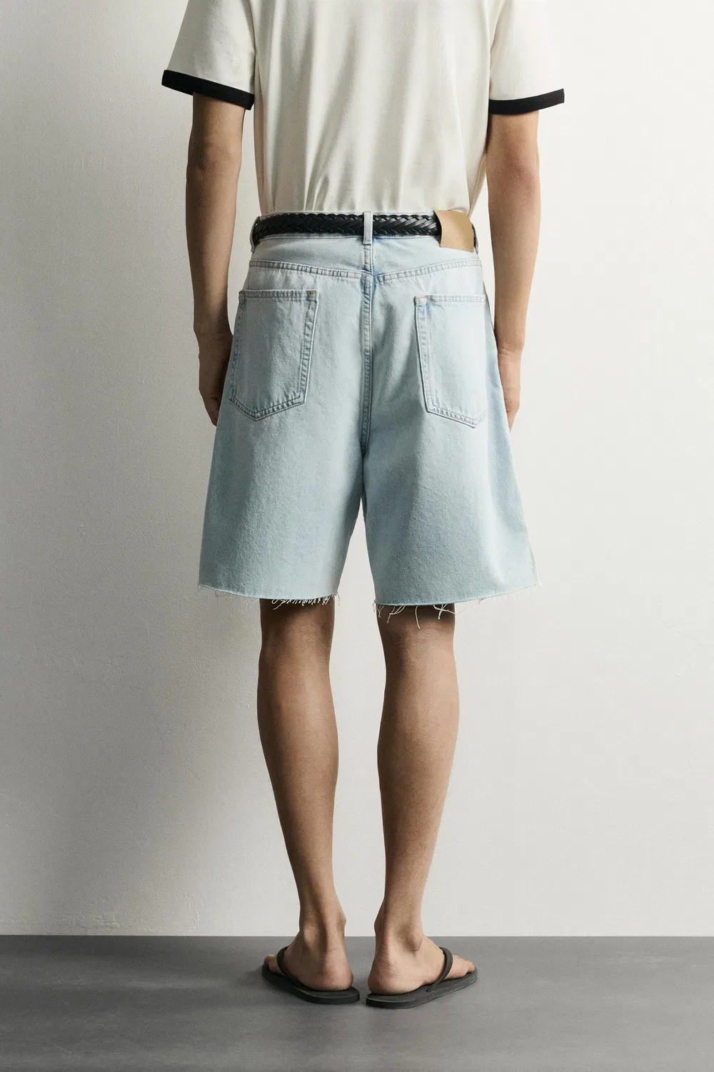 Прямые джинсовые шорты-бермуды ZARA, Light blue — фото 3