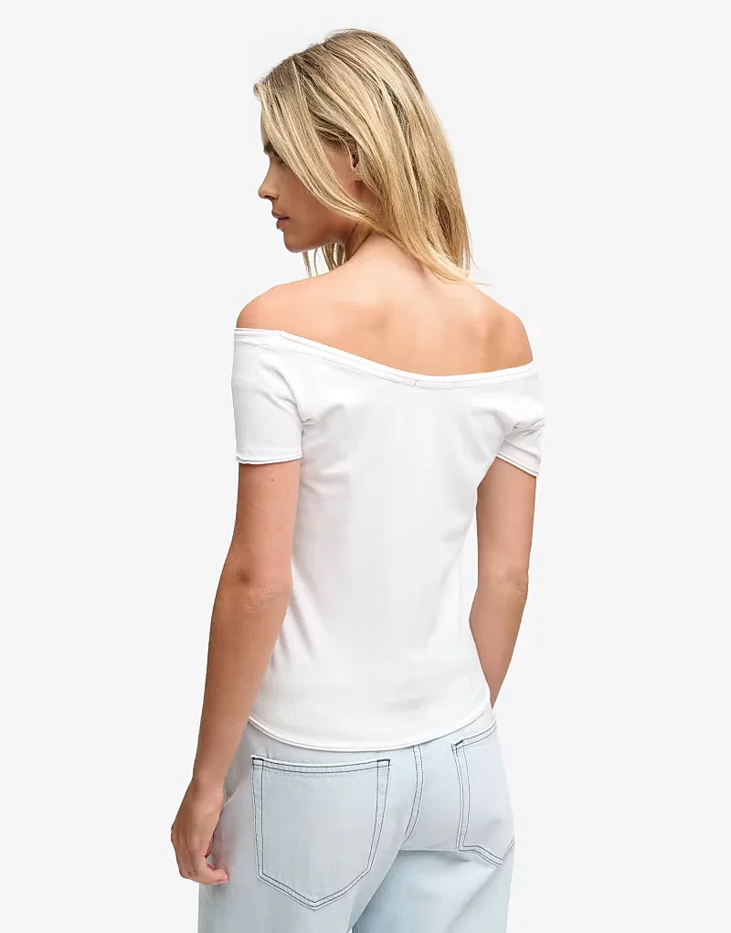 Топ Superdry Bardot с коротким рукавом и открытыми плечами, оптический — фото 2