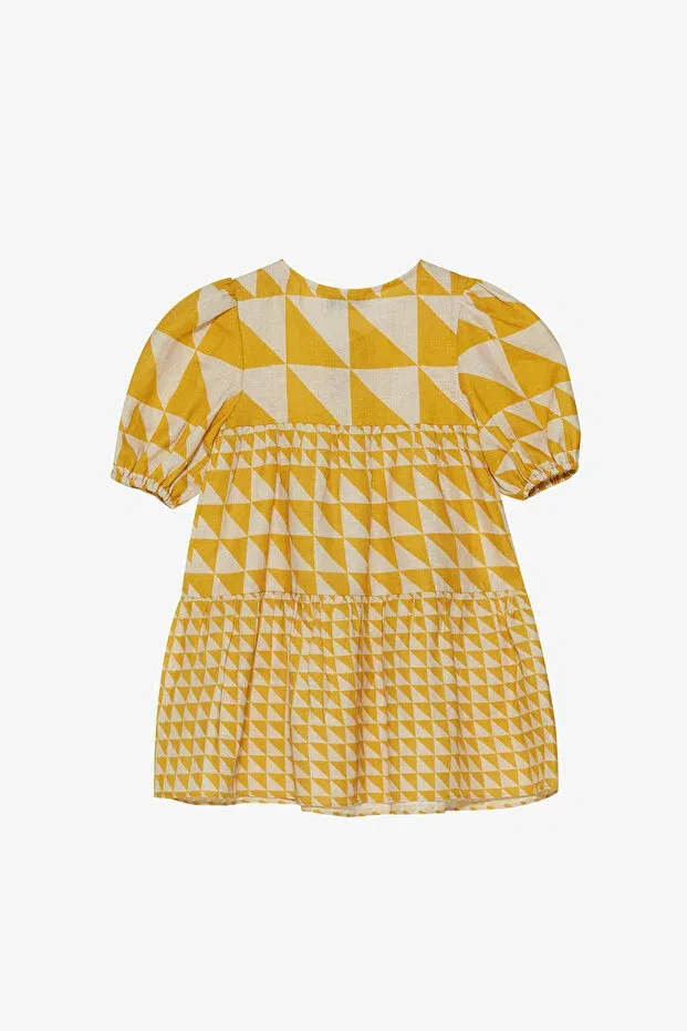 Детское платье-рубашка с геометрическим принтом Zendaya Dahlia Bianca, Yellow — фото 2