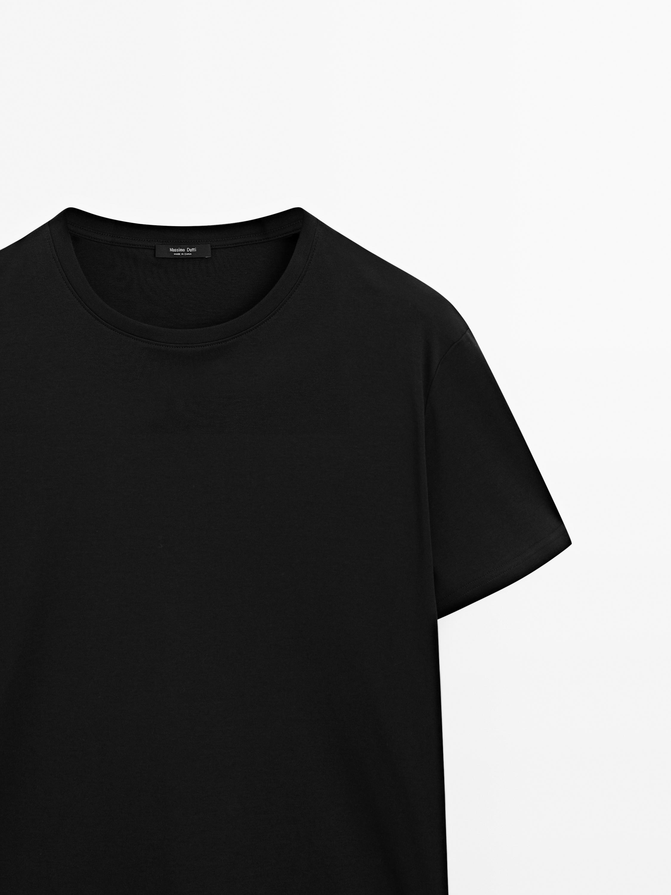 Футболка Massimo Dutti 100% Mercerised Cotton, черный — фото 2