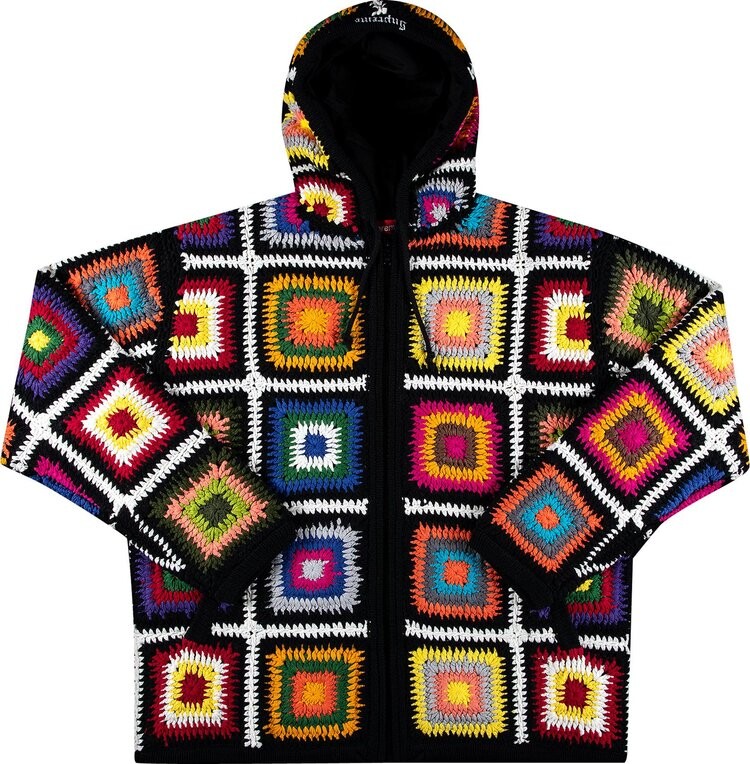 Свитер Supreme Crochet Hooded Zip Up Sweater 'Multicolor', разноцветный — фото 2