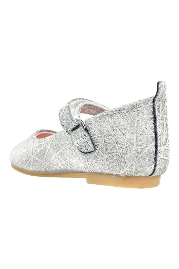 Детские балетки для девочек серебристые Rainbow child ballet flats Nubebe, Silver — фото 3
