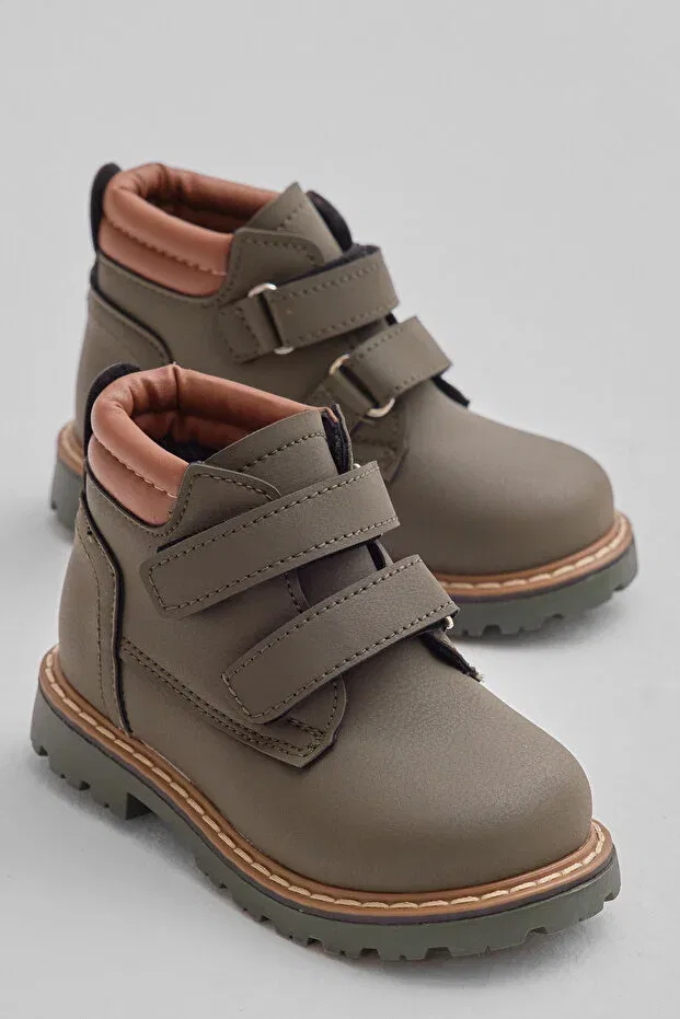 Детские ботинки на липучках с начесом Tonny Black, Khaki