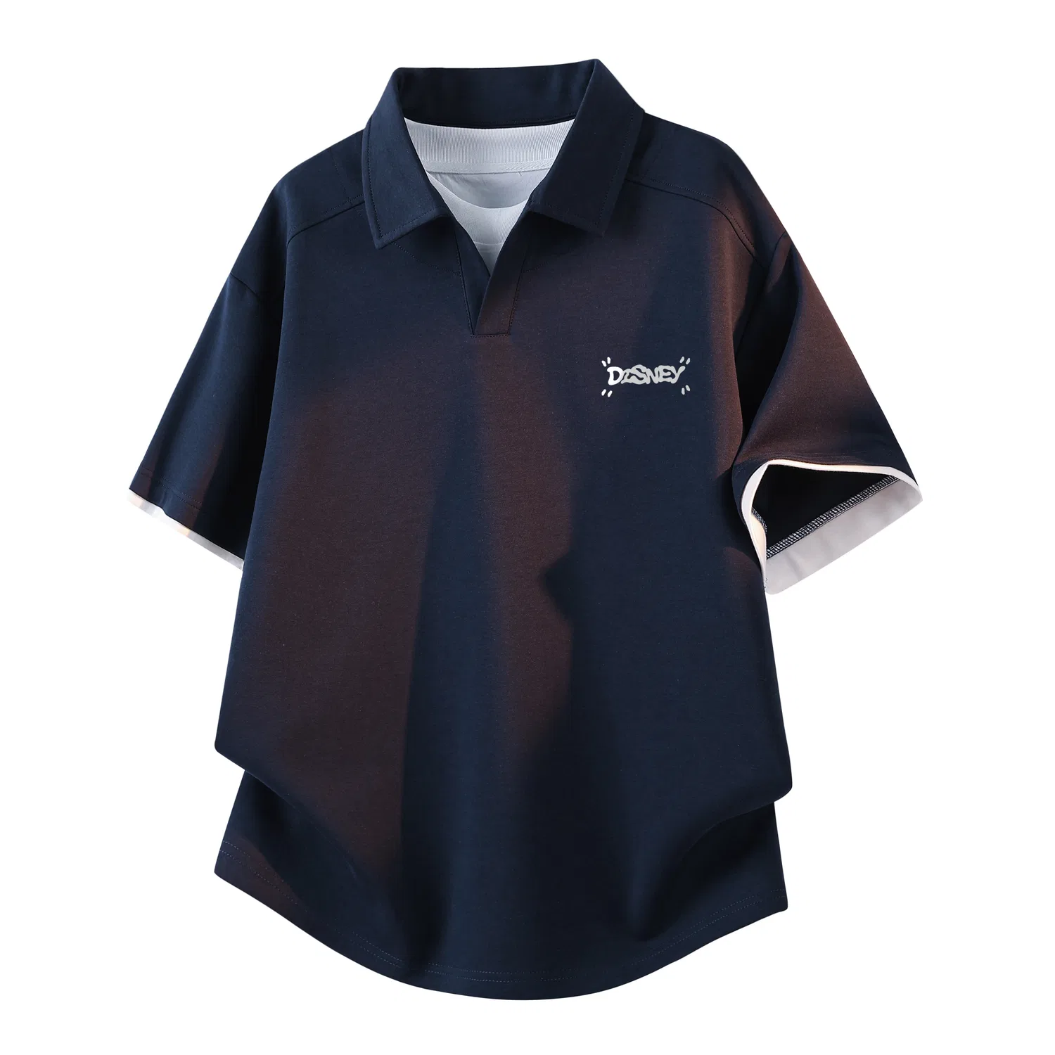 Детское поло с принтом Disney Polo Shirts Unisex Lapel Moderate Straight Fit, Navy Blue