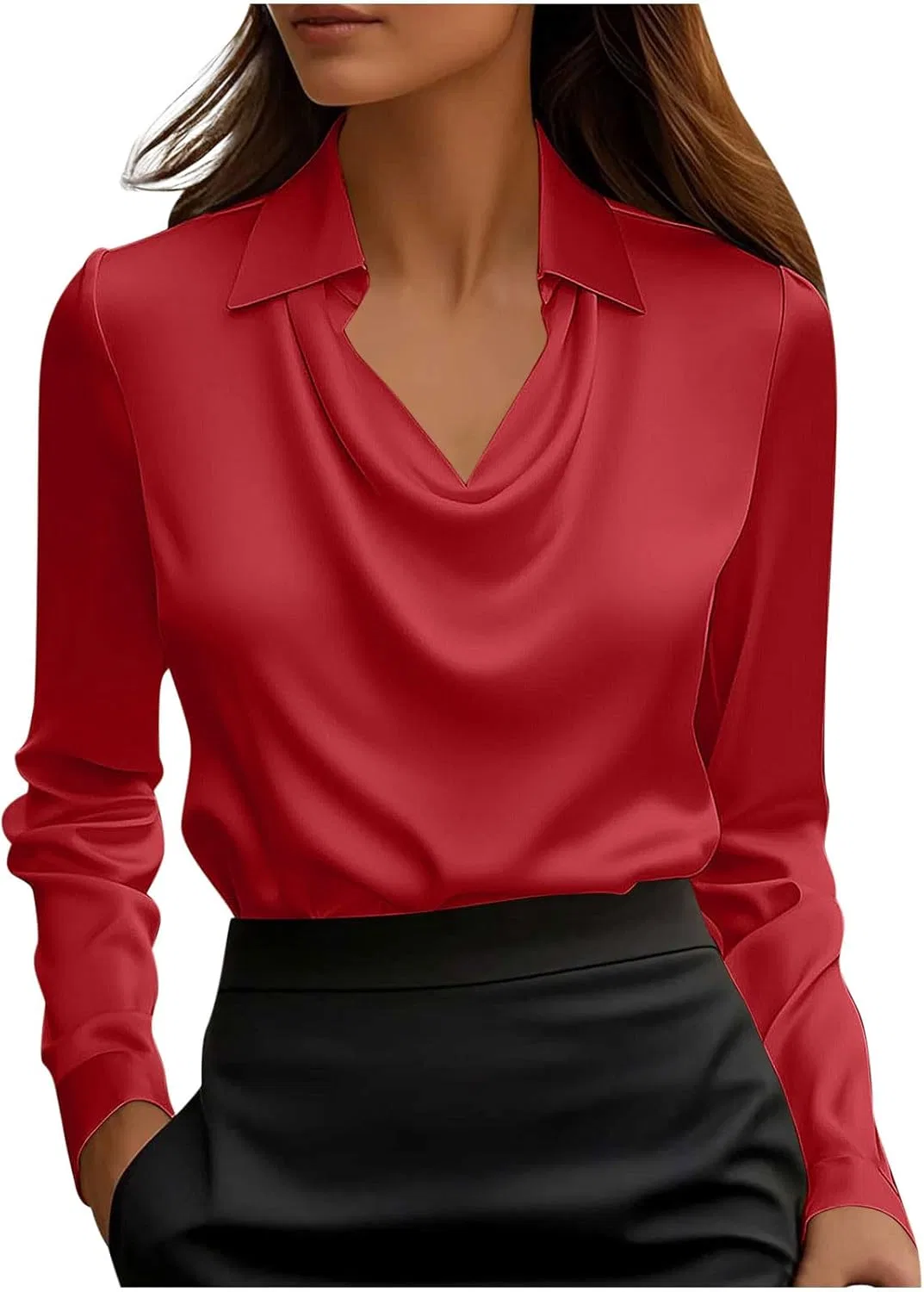 Женская блуза с воротником-качели Pelang, Red