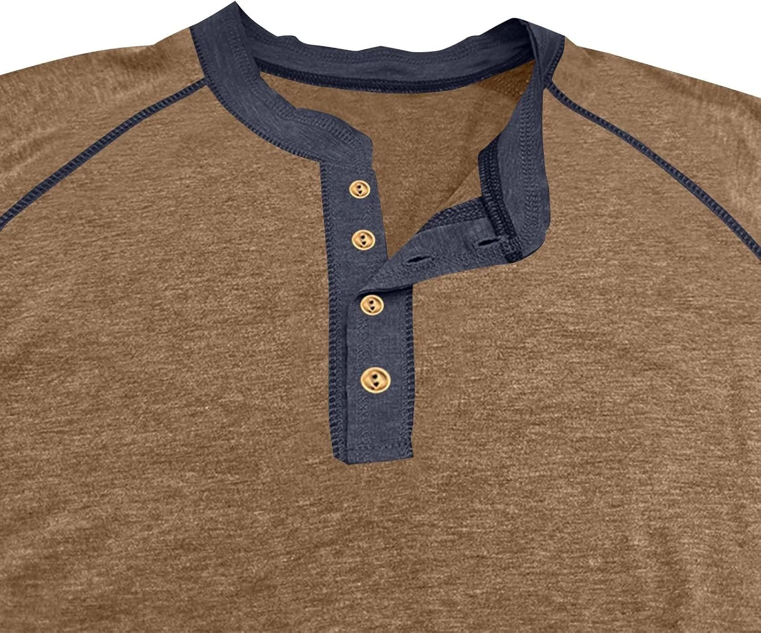 Мужская футболка с длинным рукавом и полукардиганом, Khaki — фото 3
