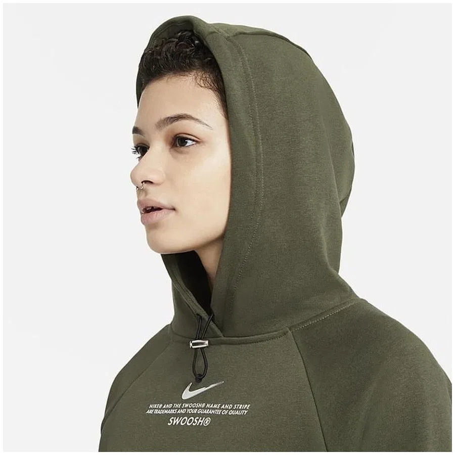 Женский худи из футера с принтом Nike Sportswear Swoosh French Terry Hoodie, Хаки
