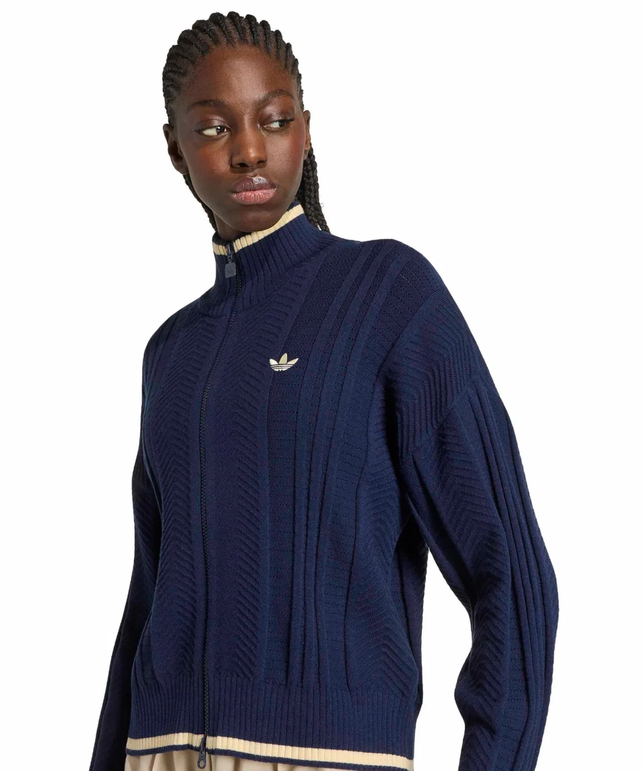 Женский свитшот с длинным рукавомCable Knit Firebird Adidas, Navy — фото 2