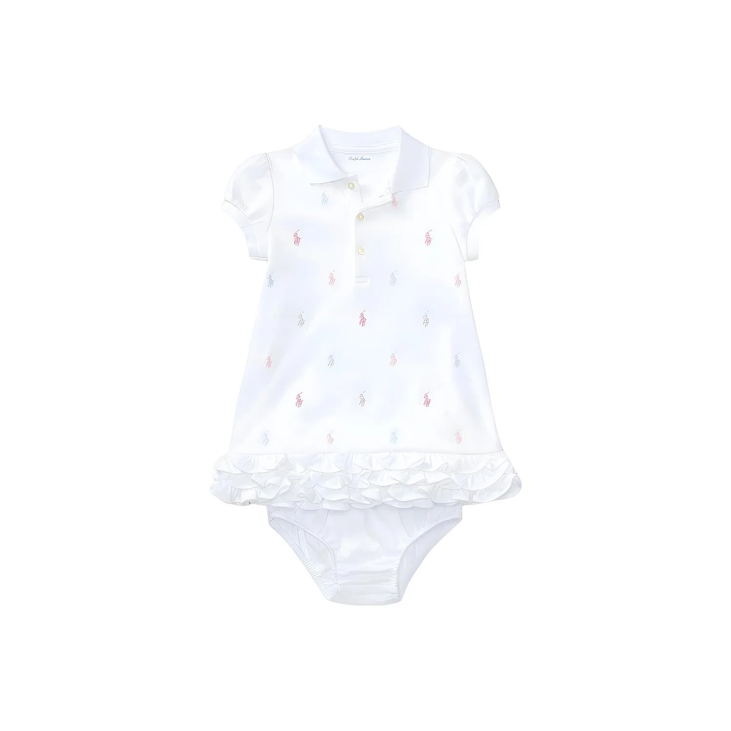 Детское платье-поло с вышивкой логотипа, Polo Ralph Lauren, White