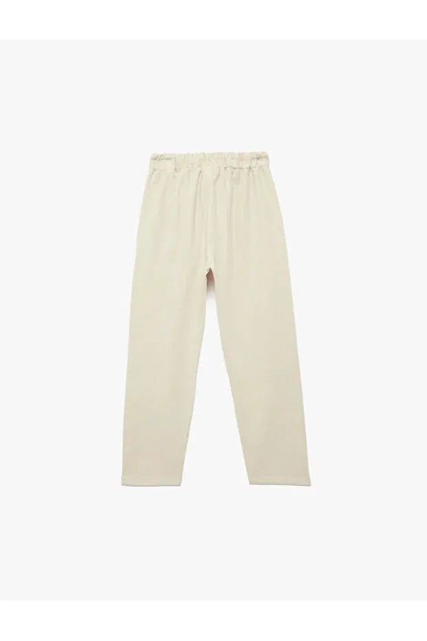 Детские брюки для девочек из льна и хлопка Basic Koton, Beige — фото 3