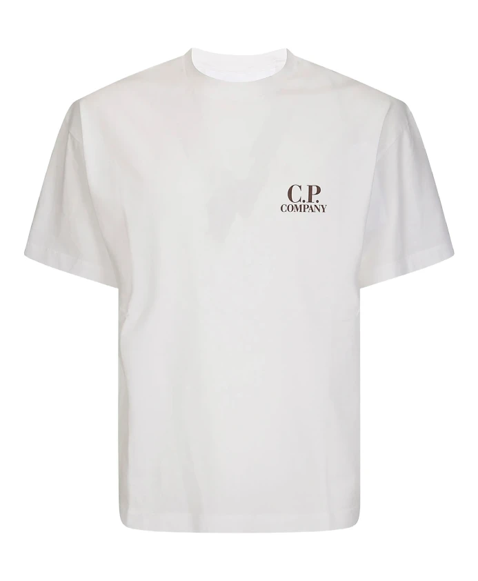 

Белая футболка из марли с круглым вырезом C.P. Company, белый