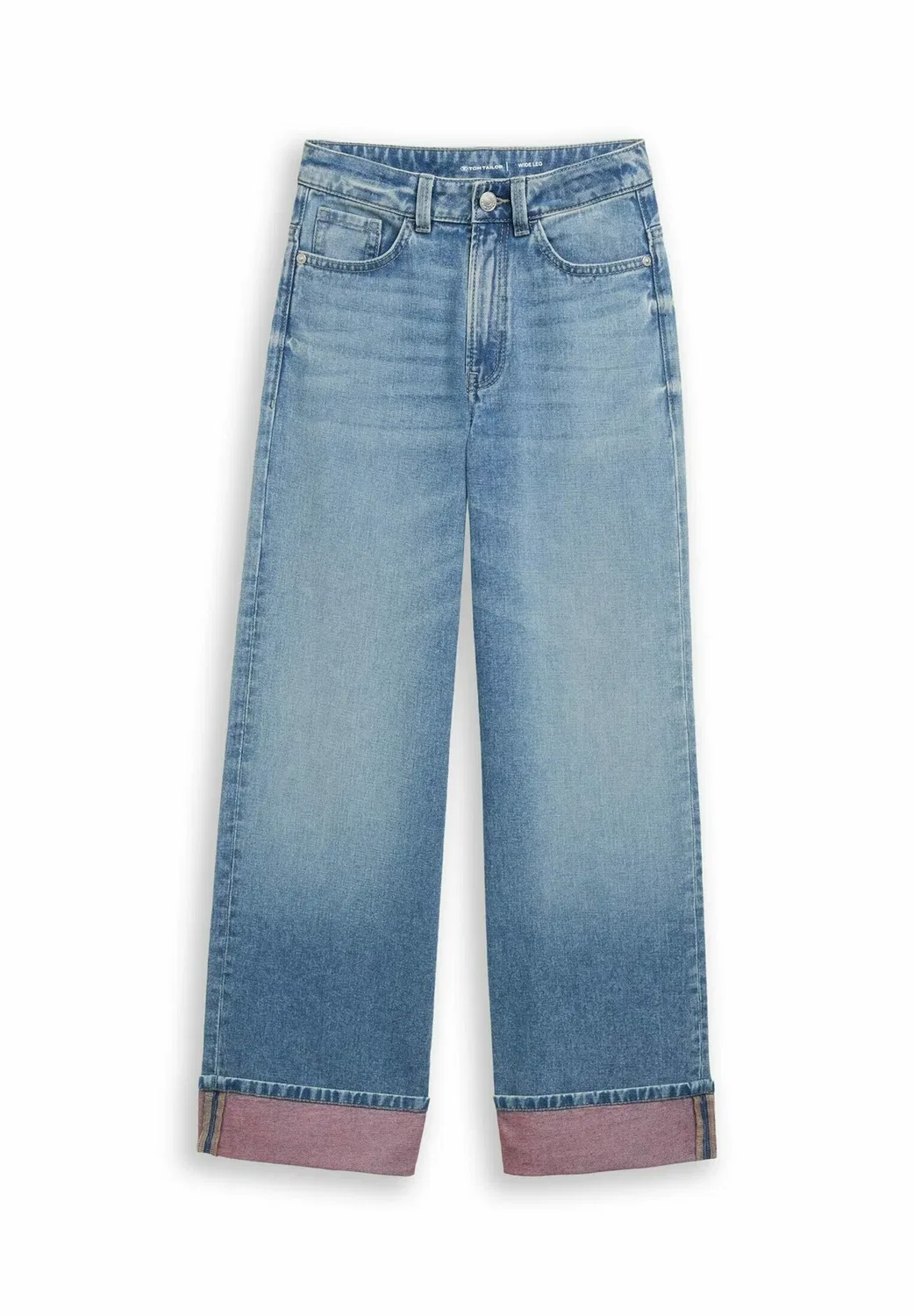 Джинсы с широкими штанинами и отворотами - джинсы свободного кроя Tom Tailor, Light Stone Blue Denim Tint