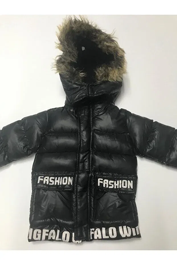 Детское пальто для мальчиков с капюшоном Baby Slon Kids Clup, Black — фото 2
