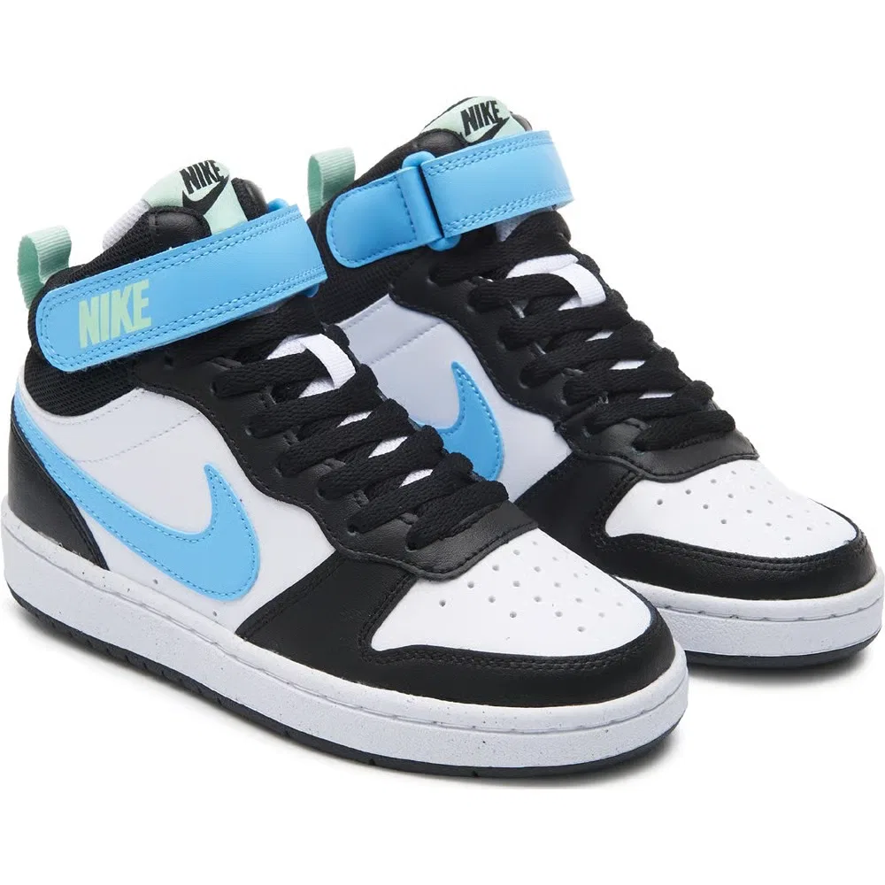 Детские кроссовки Kids' Court Borough средней высоты Nike, White/Black/Blue