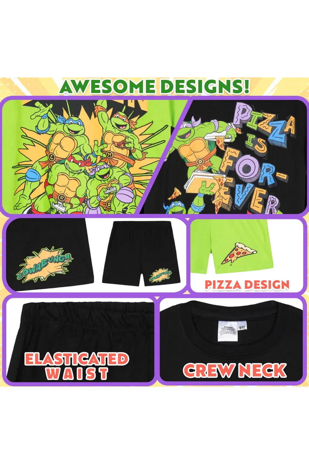 Детский комплект пижамы с коротким рукавом Teenage Mutant Ninja Turtles, Multi — фото 4