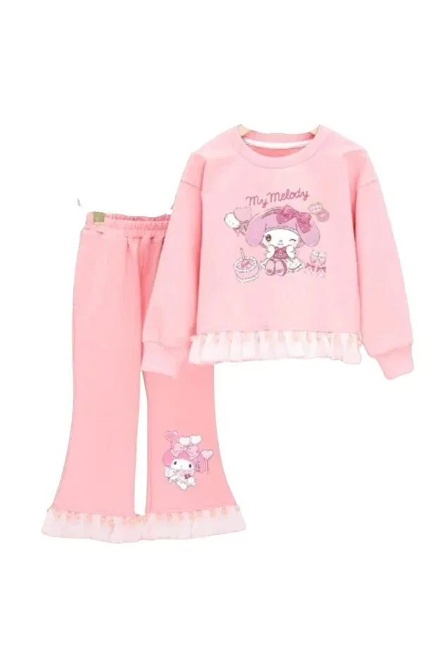 Детский комплект для девочек с принтом My Melody Tracksuit Set Petityu, Pink