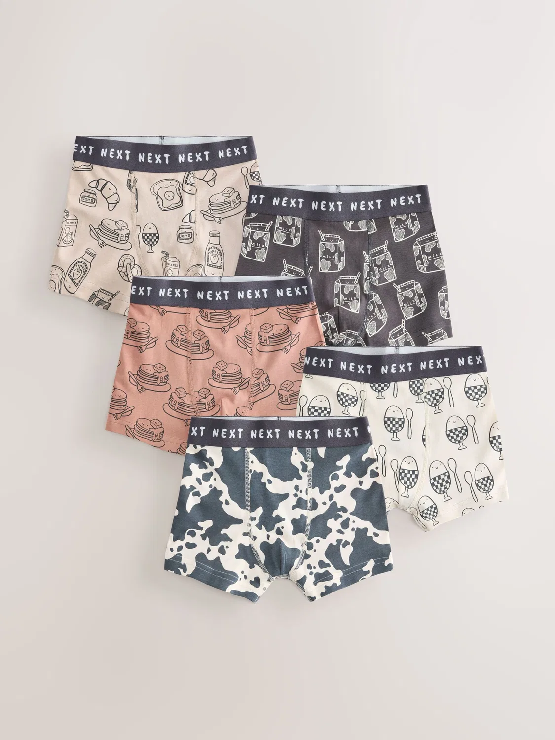 Трусы 5 штук, Neutral/Black Cow Print Brunch, Junior Character Trunks Next, нейтральный/черный