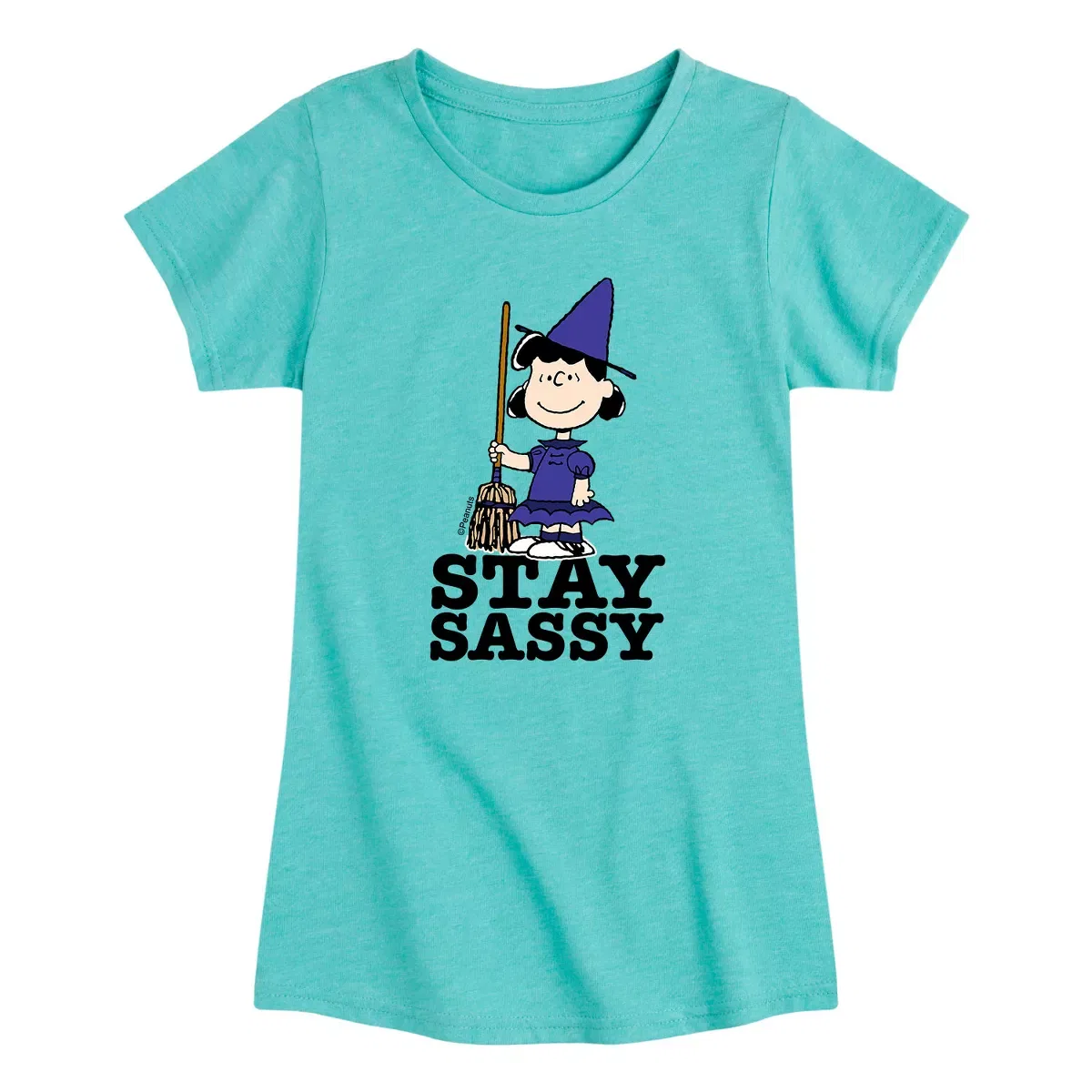 Детское платье-футболка с принтом Lucy Halloween Witch Stay Sassy Peanuts, Turquoise