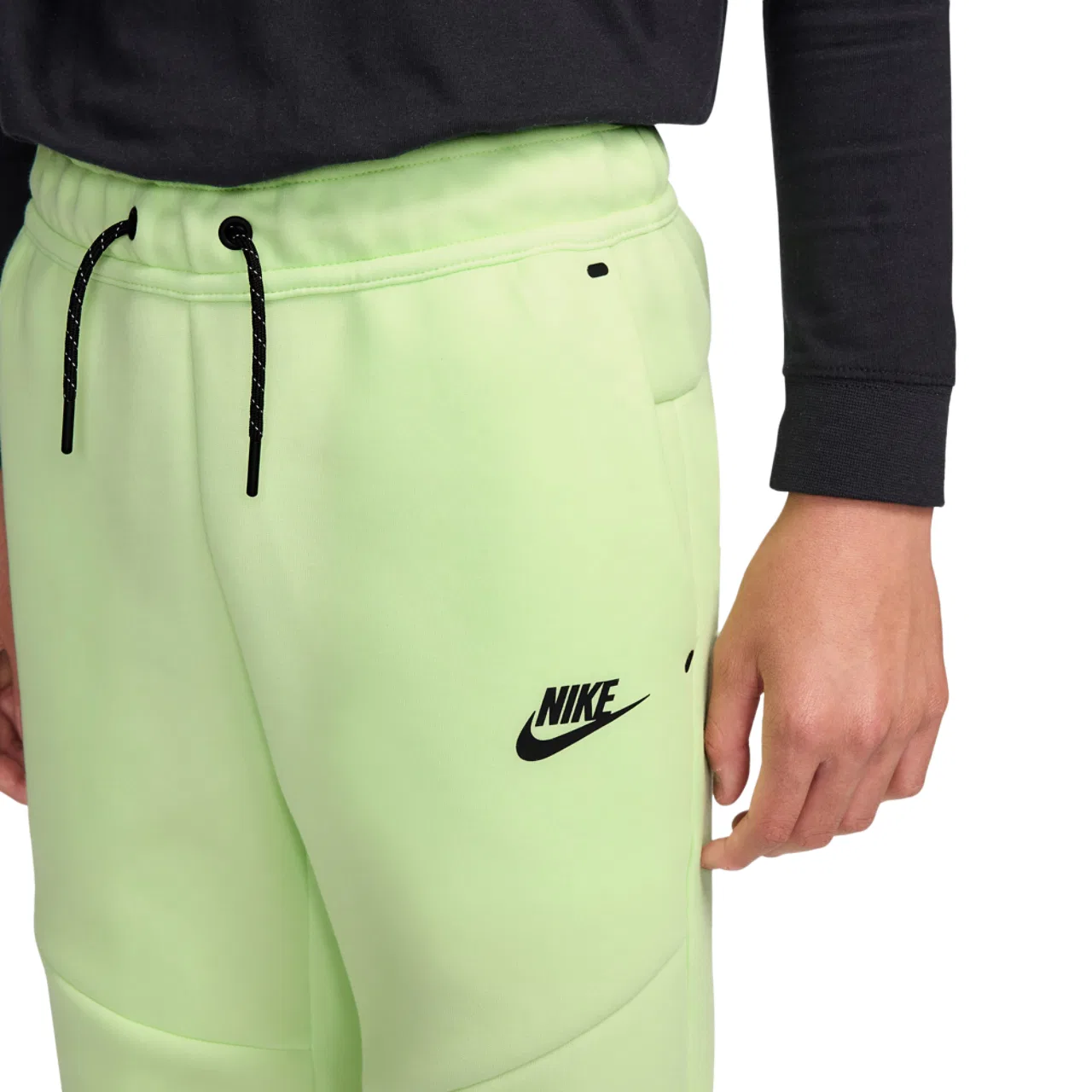 Брюки для мальчиков Tech Fleece Nike, цвет Black/Light Liquid Lime — фото 3