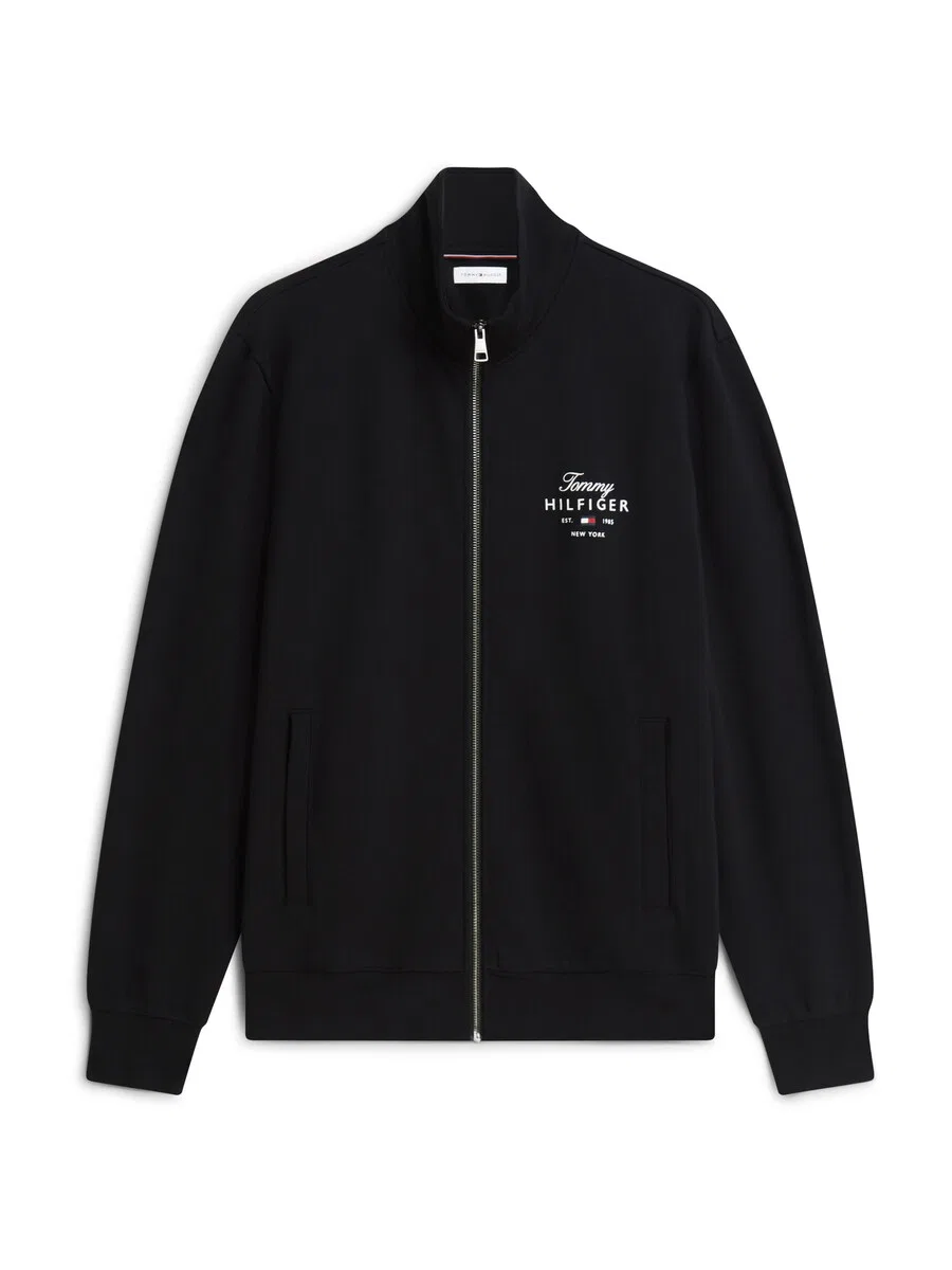 Худи на молнии TOMMY HILFIGER с логотипом на молнии, черного цвета