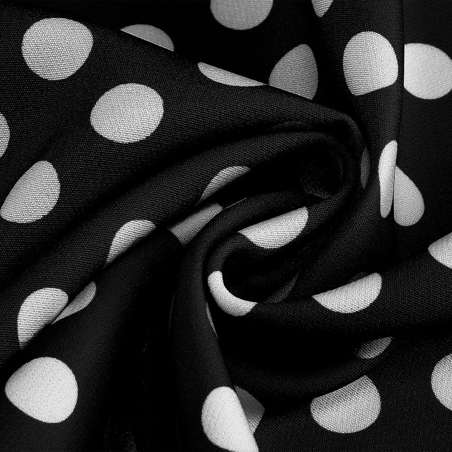 Женское повседневное платье в горошек с поясом-бантом, Black — фото 4