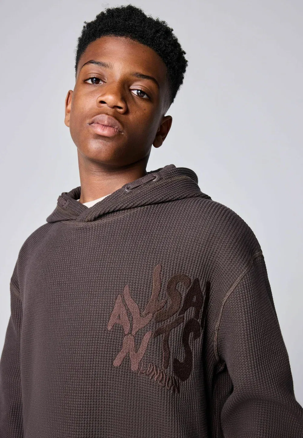 Худи с вафельной текстурой, стандартного кроя - модель Orlando Oversized Pullover Smallsaints, Brown — фото 3