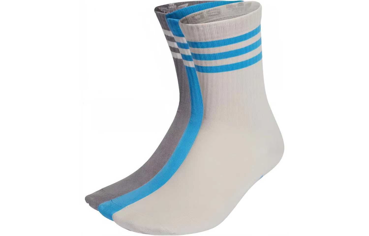 Мужские носки с длинным голенищем, комплект из 3 пар, Adidas Originals, 3 Pack (Pearl Gray+Light Gray+Pulse Blue)