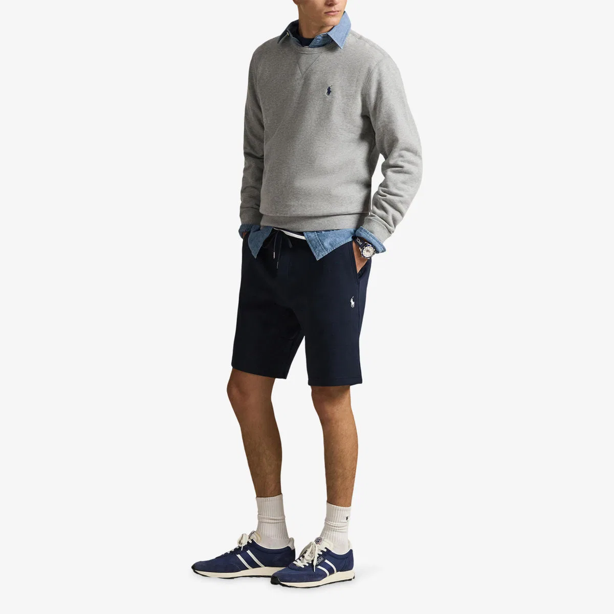 Шорты из хлопковой смеси двойной вязки с вышитым логотипом Polo Ralph Lauren, темно-синий — фото 2