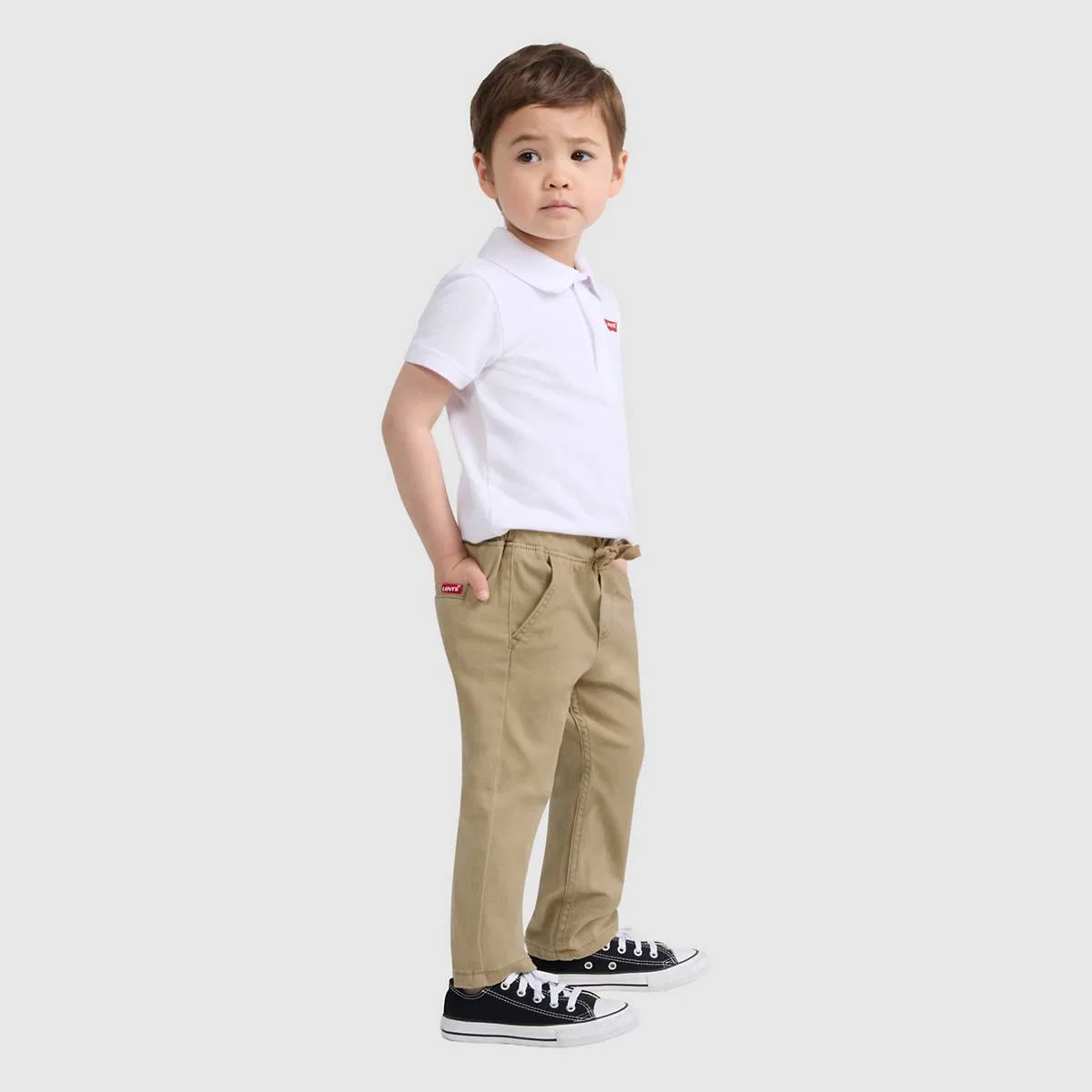 Узкие замшевые брюки на резинке для мальчиков 2-4 лет Levi's, Harvest Gold - Gold — фото 4