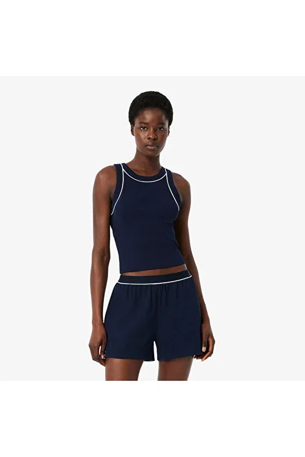 Комплект пижама женская Lacoste 525-Blue, без рукавов, темно-синий — фото 2