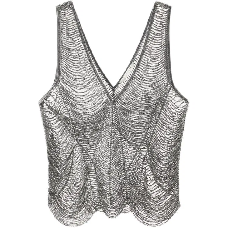 Женский топ-майка Silver ZARA, Серебряный