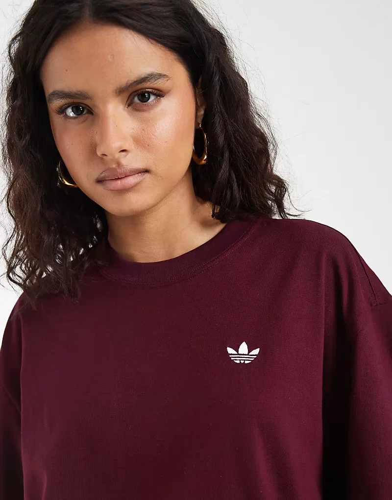 Футболка Adidas Originals Essential оверсайз, бордовый