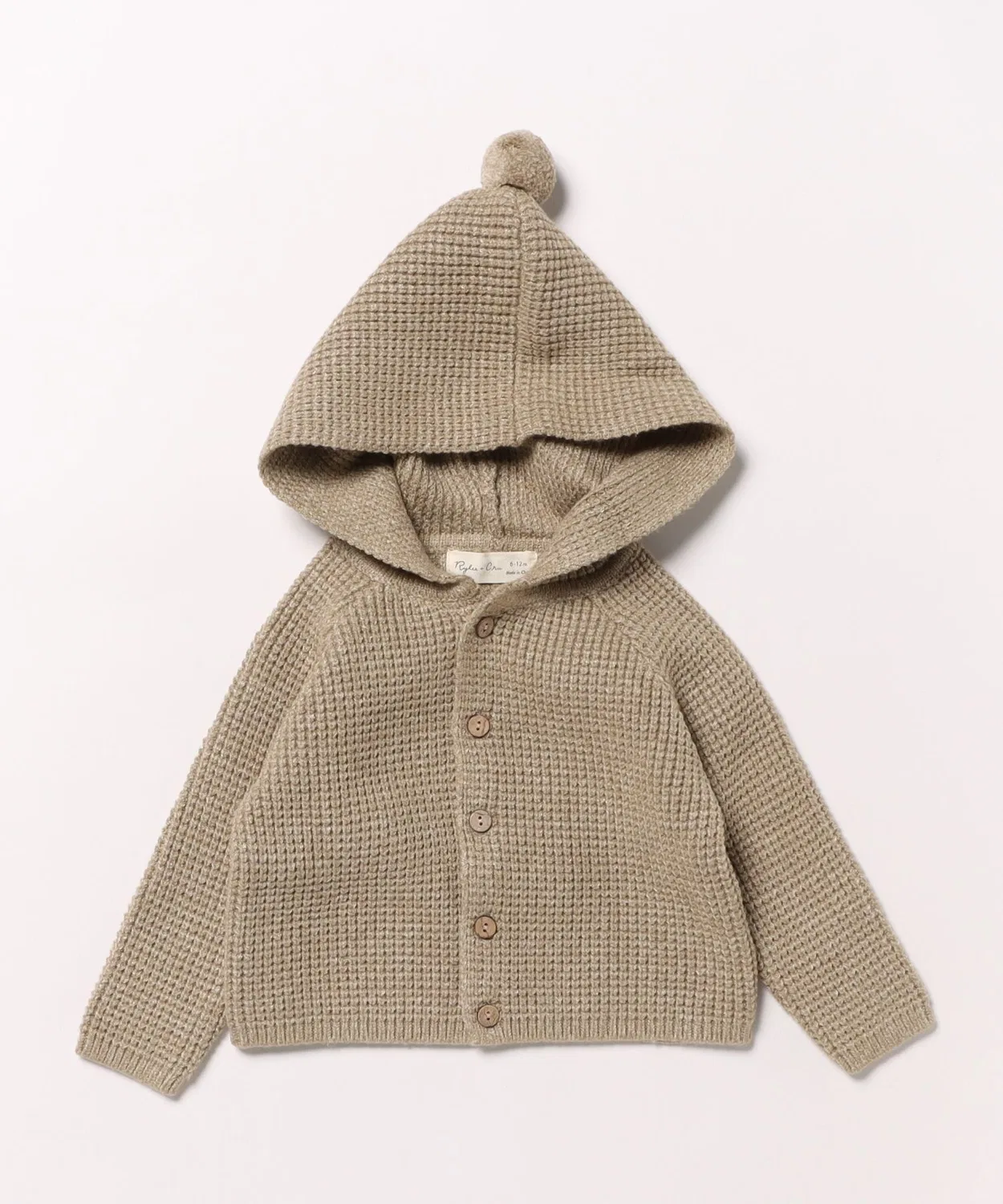 Детский кардиган с капюшоном из вафельного трикотажа, модель TASSLE CARDIGAN Rylee + Cru, Зеленый