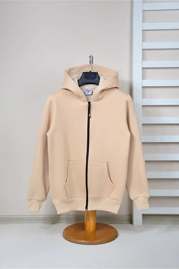 Детский кардиган на молнии из футера с начесом Kidspitircik, Beige