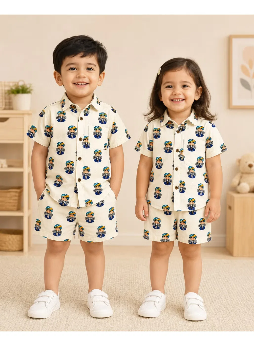 Комплект рубашки и шорт с принтом Royal Rajasthan Matching Family Outfits, белый