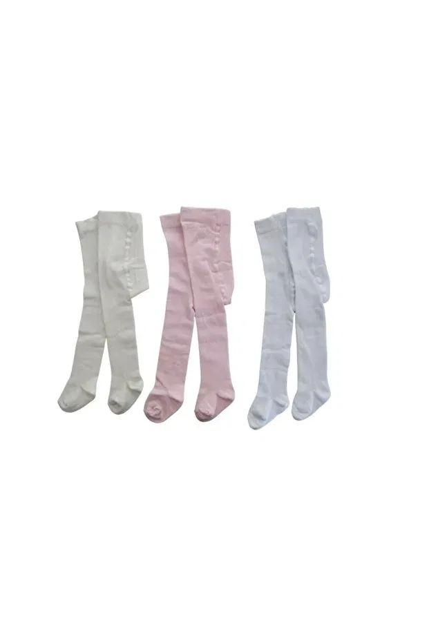 Детские колготки для девочек хлопковые комплект 3 шт Etm, Pink-Cream-White