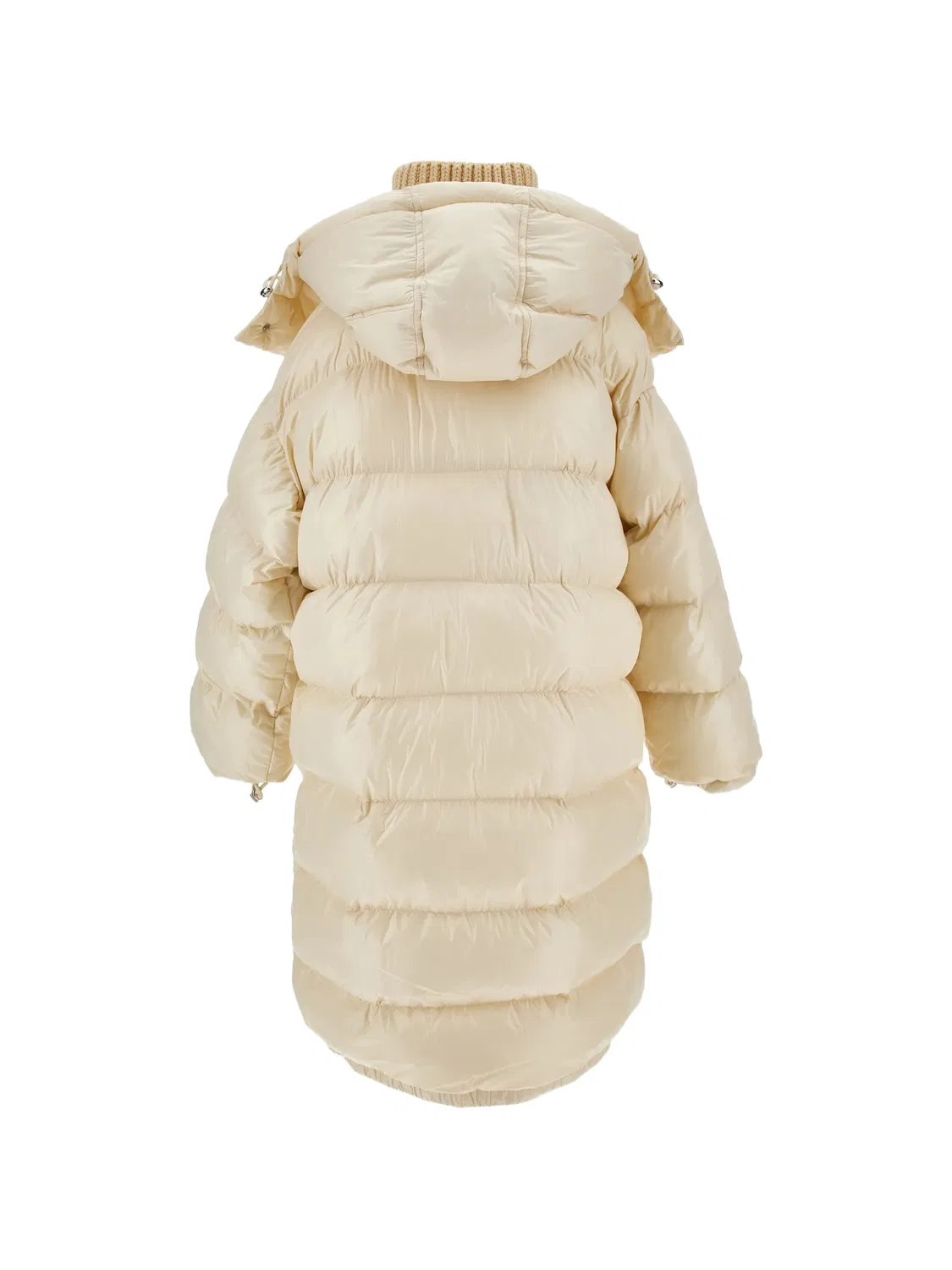 Стеганое пальто с капюшоном Ermanno Scervino Junior, нейтральные цвета — фото 2