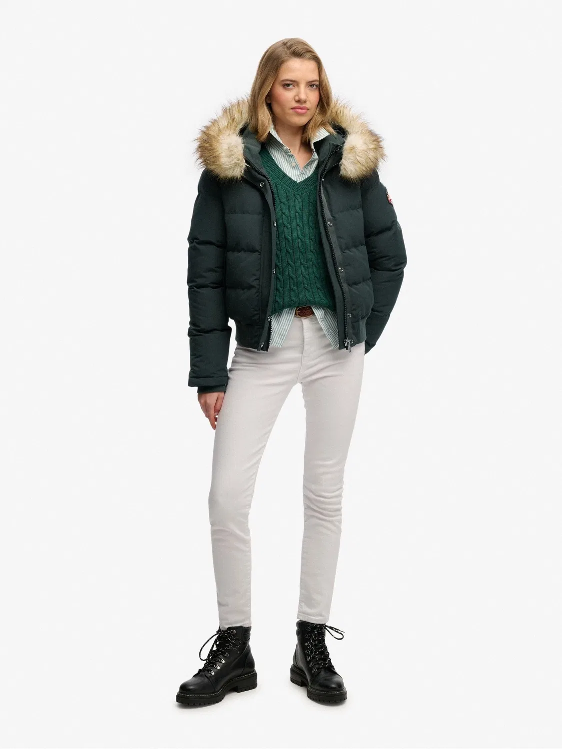 Бомбер Superdry Everest с капюшоном, лесной зеленый — фото 2