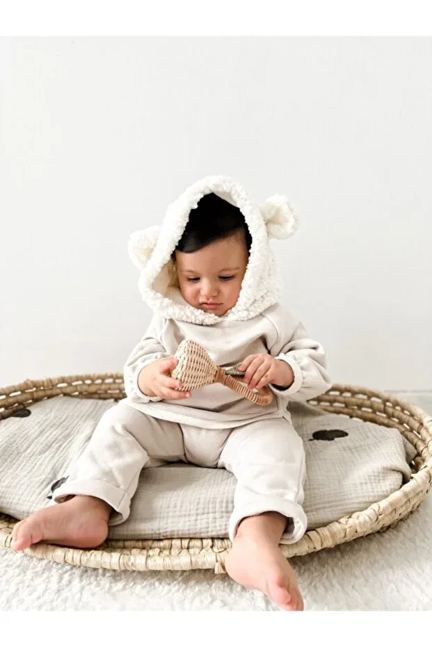 Детский комплект спортивного костюма с капюшоном Teddy Bear Model Ella Baby, Gray — фото 3