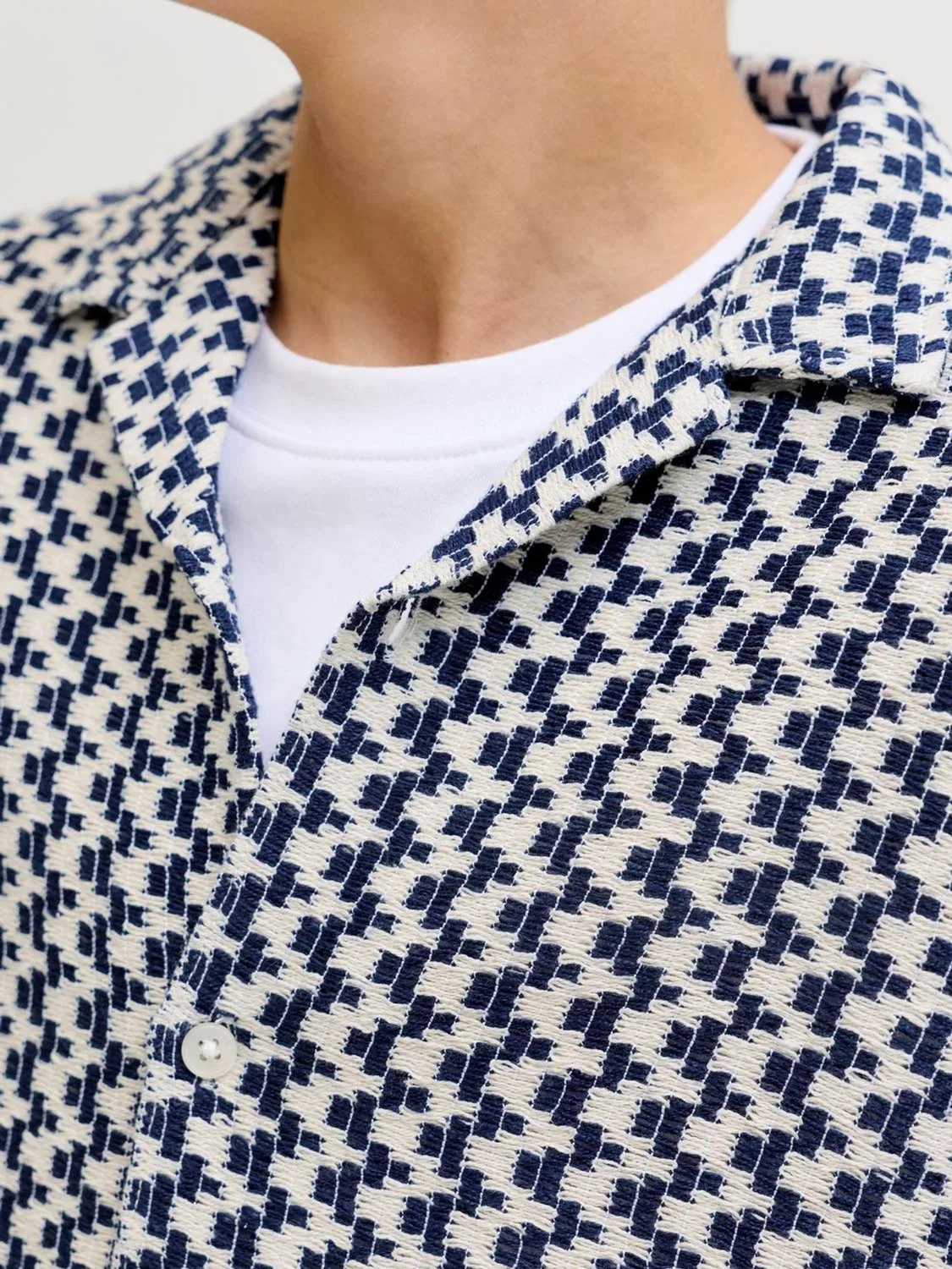 Рубашка с узором, вязаная JACK & JONES JUNIOR, синий — фото 4
