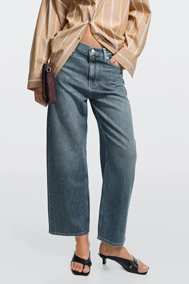 Женские джинсы с широкой штаниной Massimo Dutti, Blue — фото 2