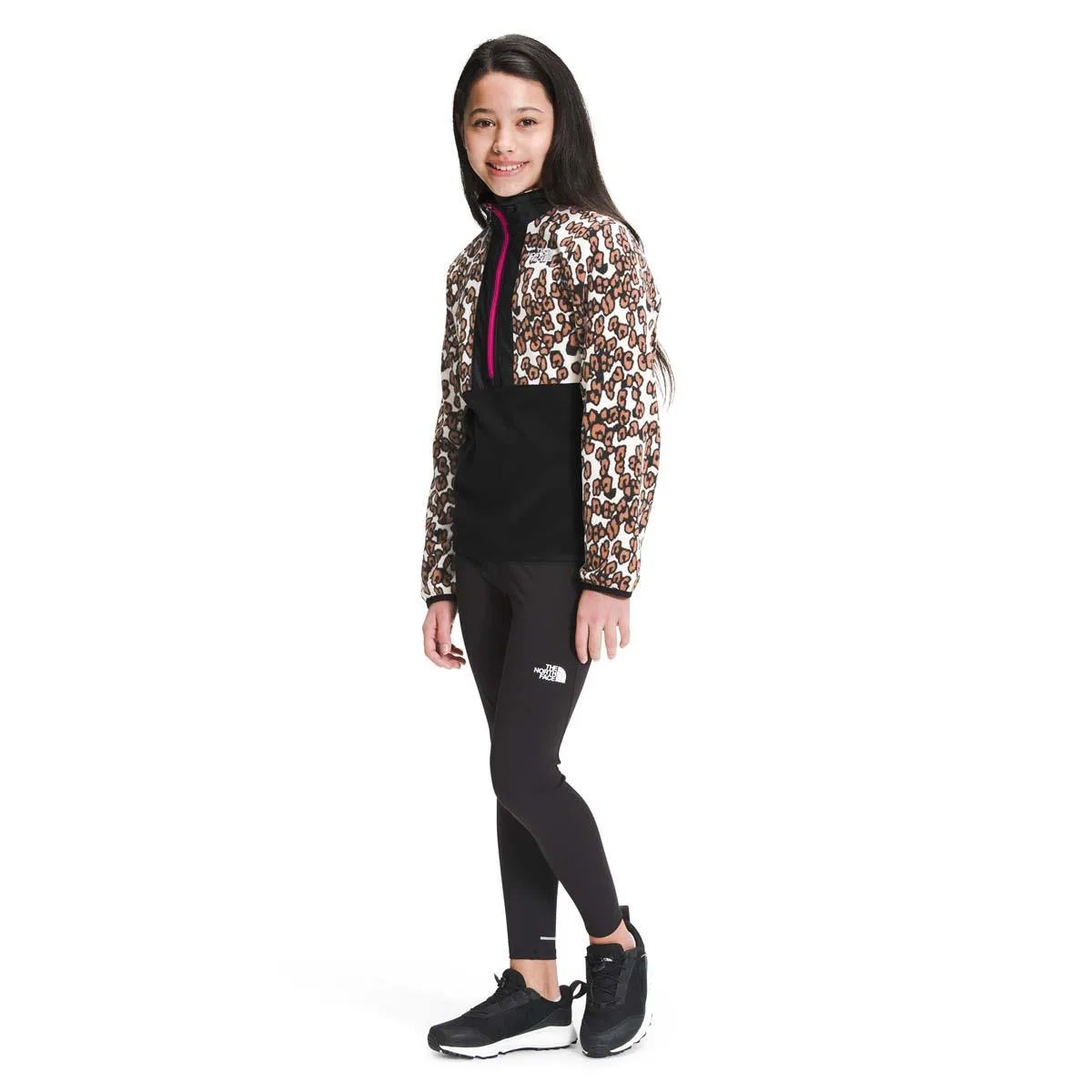 Флисовая кофта с капюшоном и принтом The North Face, Pinecone Brown Leopard Print — фото 3