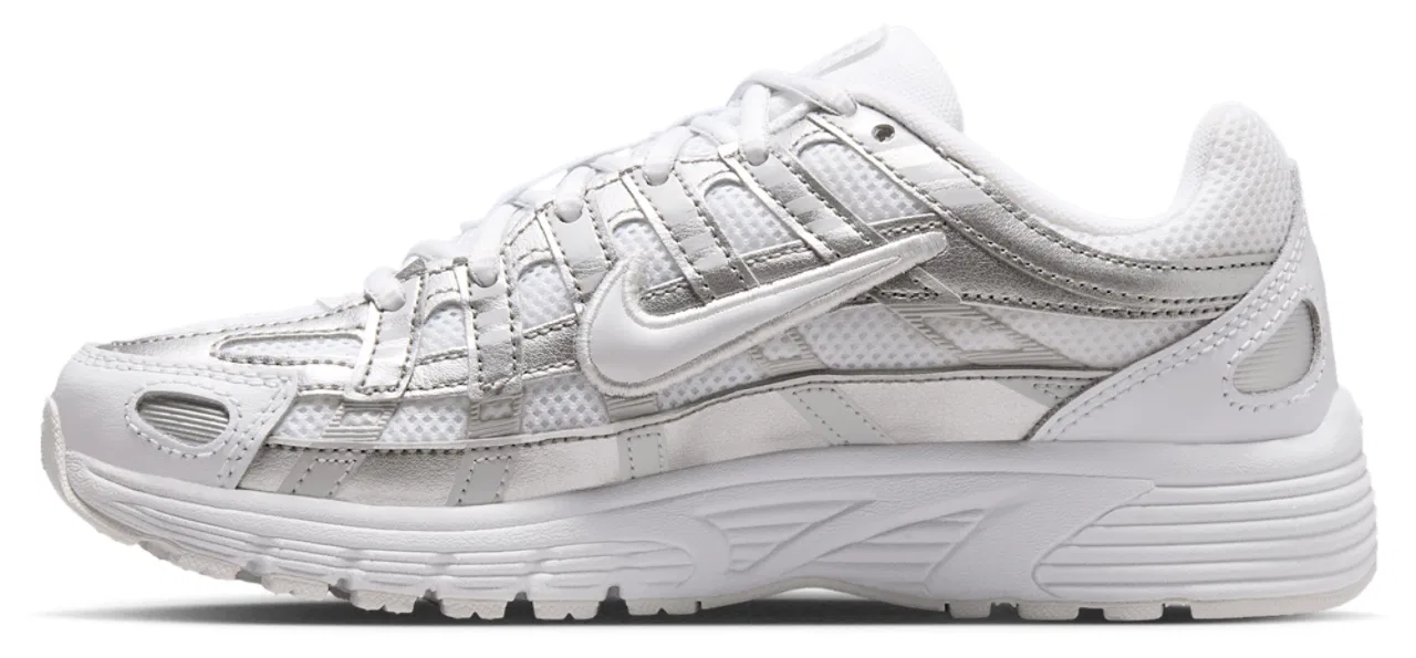 Детские кроссовки для девочек с принтом Nike P-6000 Nike, White/Silver — фото 2