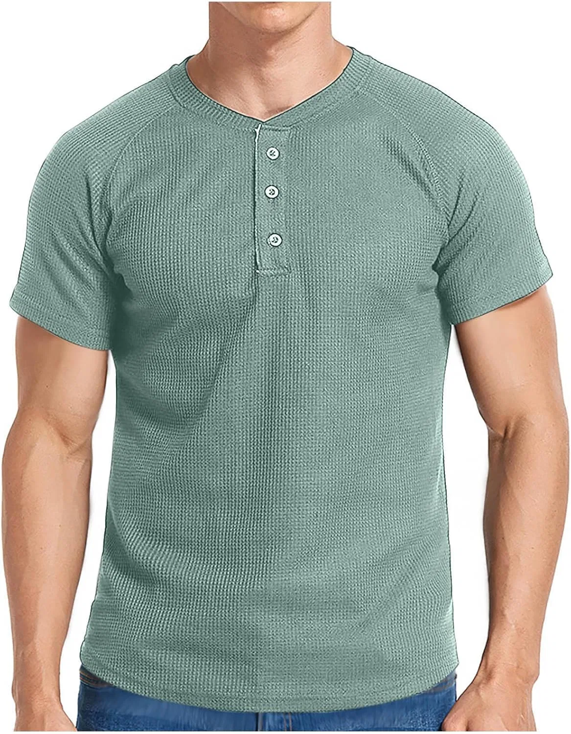 Мужская футболка-поло с коротким рукавом Henley, Light Blue
