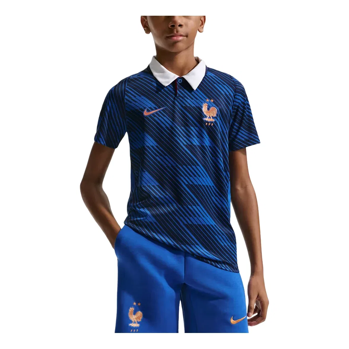 Детская футболка-джерси Nike France National Team 2026 Stadium Home Dri-FIT Game Royal Blackened Blue White, синий