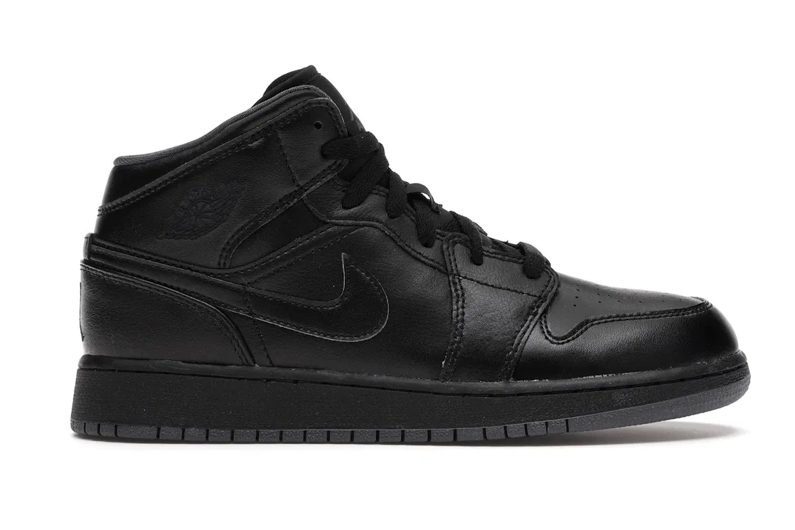 Детские кроссовки Lifestyle Jordan 1 Mid Black Dark Grey Outsole Jordan, Black/Black-Dark Grey