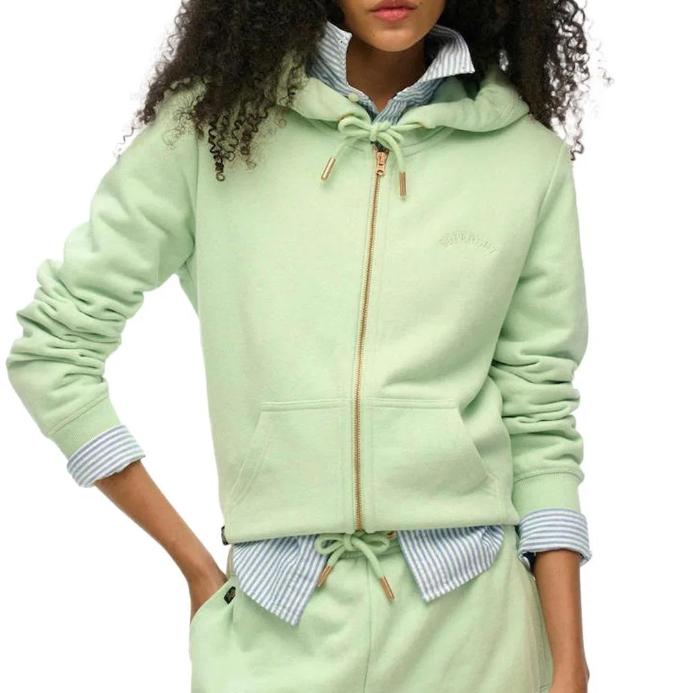 Женское худи с капюшоном и молнией Essential Superdry, Green Grey